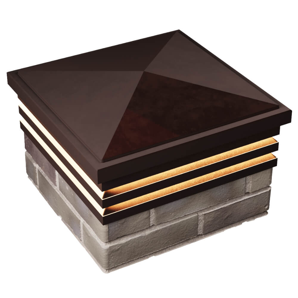 Колпак Zking Бона ХайТек Коричневый на столб 1.5х1.5 кирпича (385х385мм) с подсветкой в Йошкар-Оле фото