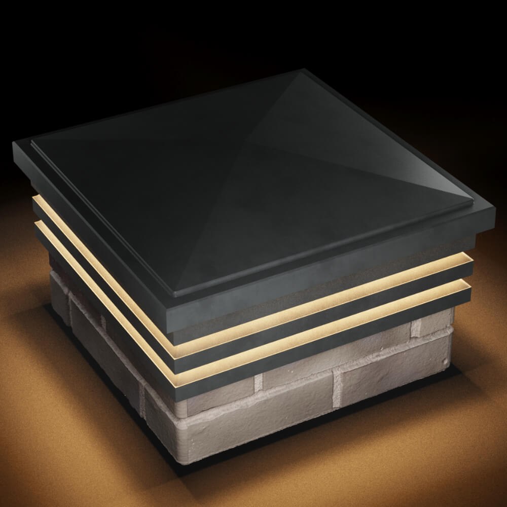 Колпак Zking Бона ХайТек Серый на столб 1.5х1.5 кирпича (385х385мм) с подсветкой в Йошкар-Оле фото