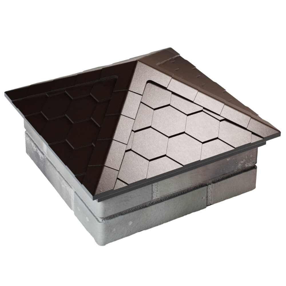 Колпак Zking Эверест Коричневый на столб 1.5х1.5 кирпича (390х390мм) в Йошкар-Оле фото