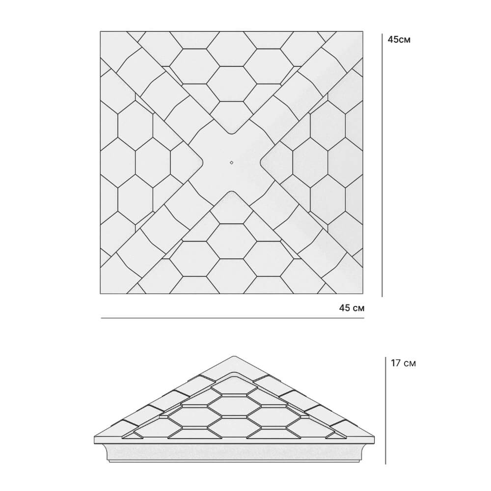 Колпак Zking Эверест Серый на столб 1.5х1.5 кирпича (390х390мм) в Йошкар-Оле фото