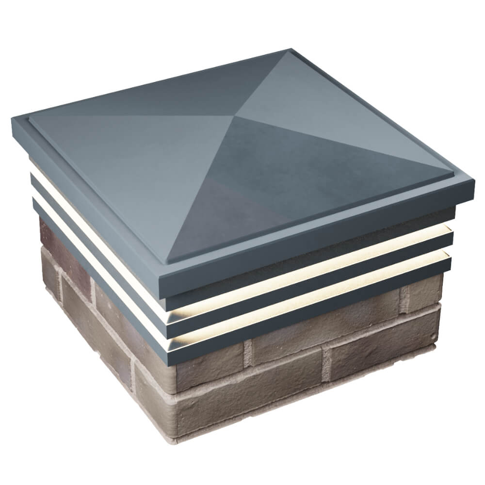 Колпак Zking Бона ХайТек Серый на столб 1.5х1.5 кирпича (385х385мм) с подсветкой в Йошкар-Оле фото