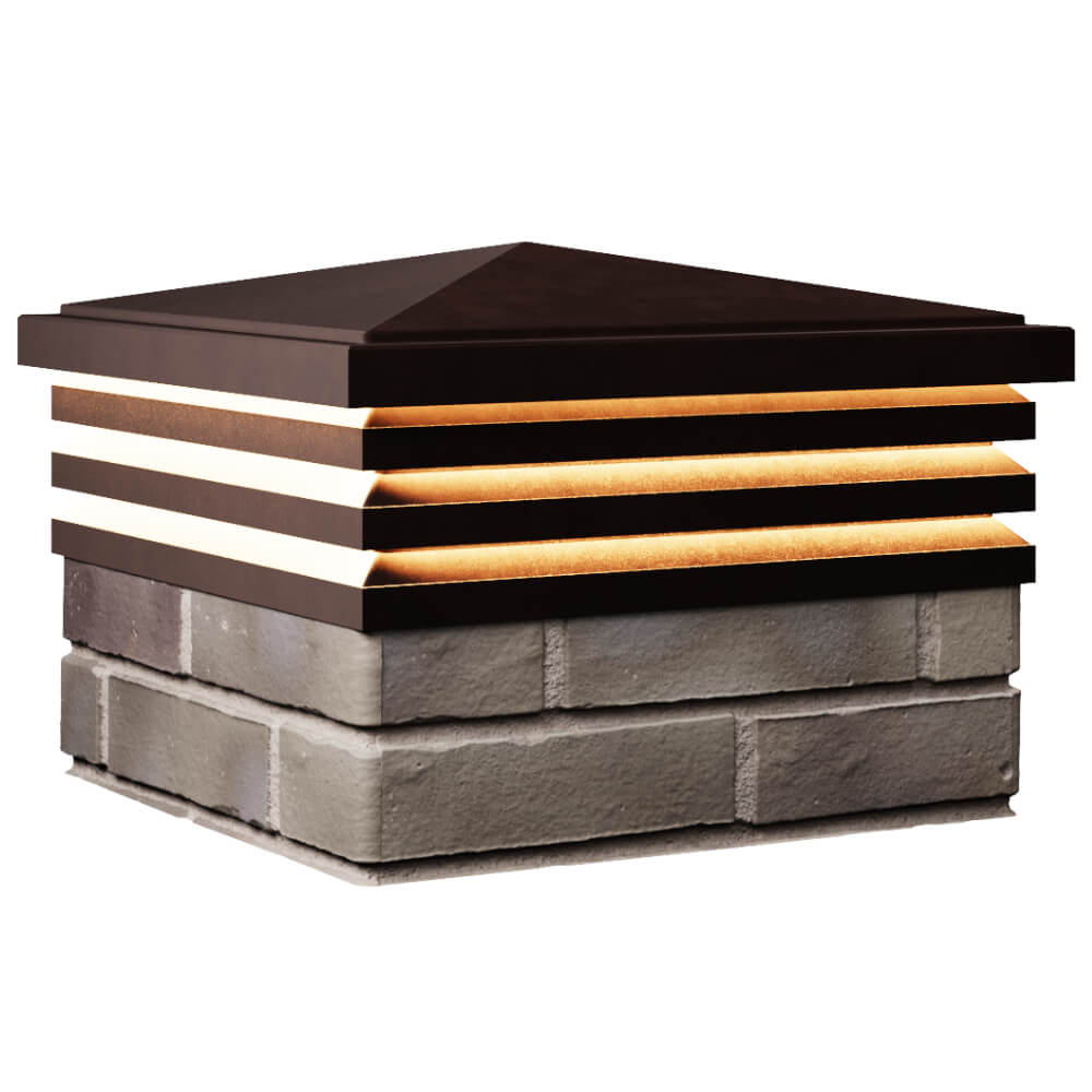 Колпак Zking Бона ХайТек Коричневый на столб 1.5х1.5 кирпича (385х385мм) с подсветкой в Йошкар-Оле фото