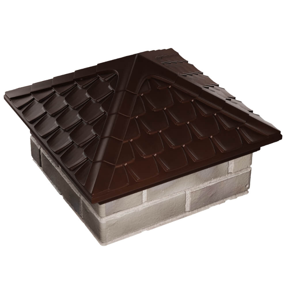 Колпак Zking Эльбрус Коричневый на столб 1.5х1.5 кирпича (385х385мм) в Йошкар-Оле фото