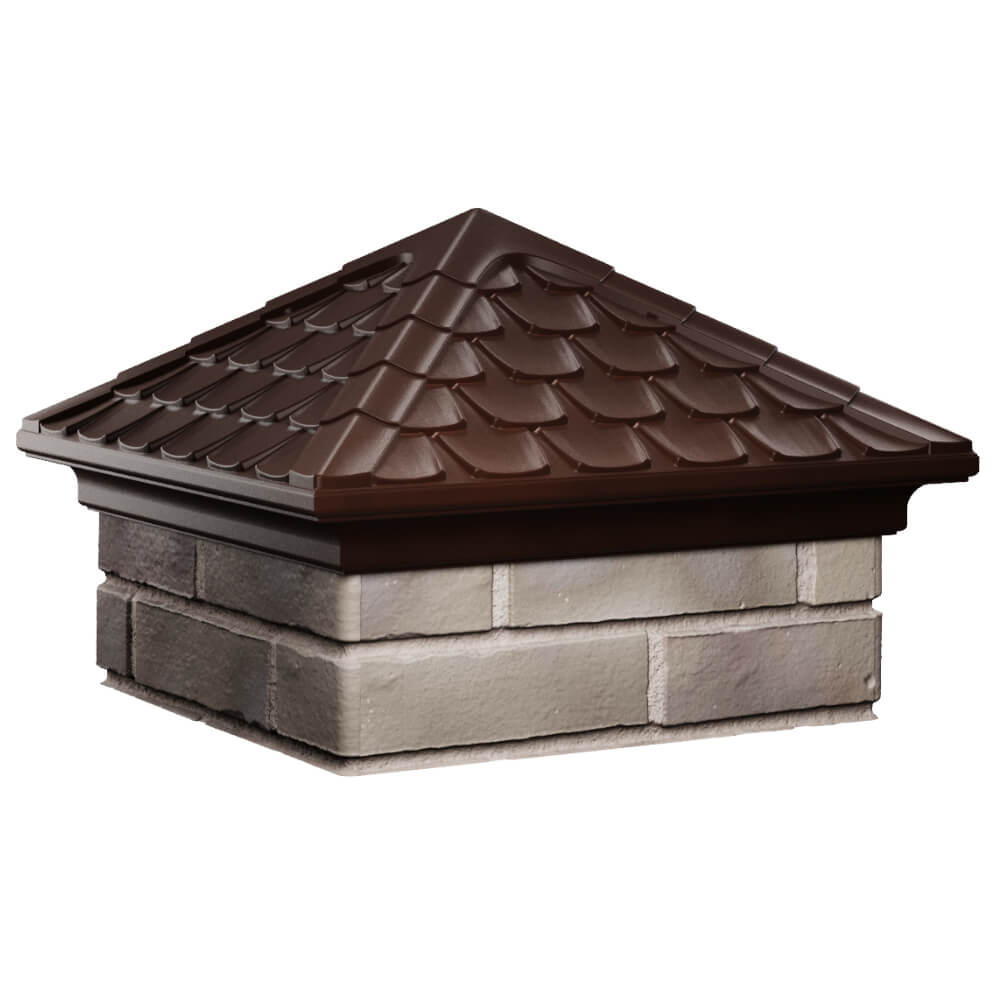 Колпак Zking Эльбрус Коричневый на столб 1.5х1.5 кирпича (385х385мм) в Йошкар-Оле фото
